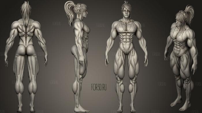 Muscular Woman 02 stl model for CNC